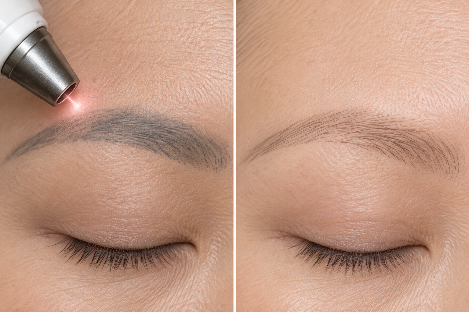 Eliminación láser de maquillaje permanente antiguo en cejas